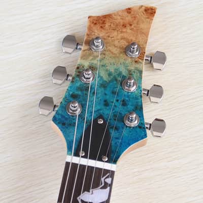 Burlwood Top Custom Finish Guitar, HH Pickups, Basswood Body with Maple Neck image 5