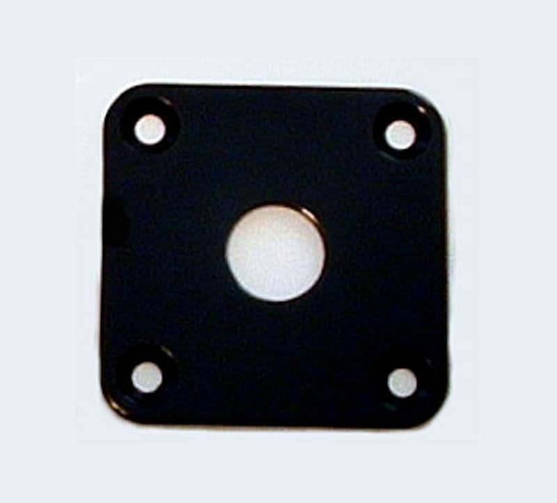 Guitar Parts - JACK PLATE Flat Flush SQUARE - BLACK image 1
