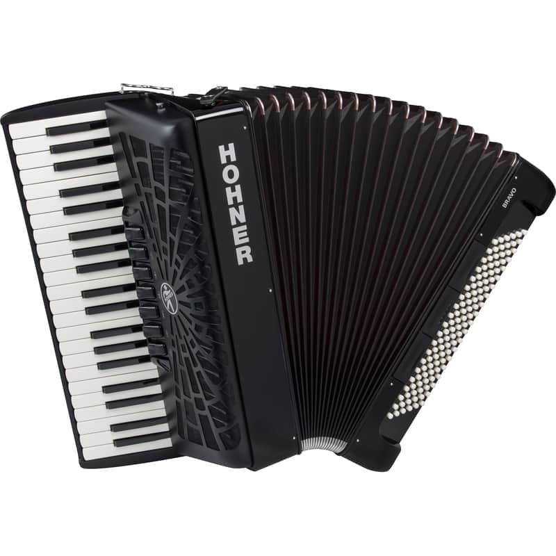 Hohner Bravo III 120 Piano Key Accordion - Jet Black image 1