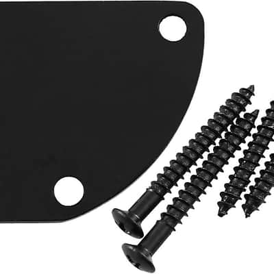 1 SET Electric Guitar Neck Plate Curved Cutaway Semi Round Neck Joint Back Mounting Plate 4 Holes with Screws Compatible with Guitar Bass Parts Replacement image 1