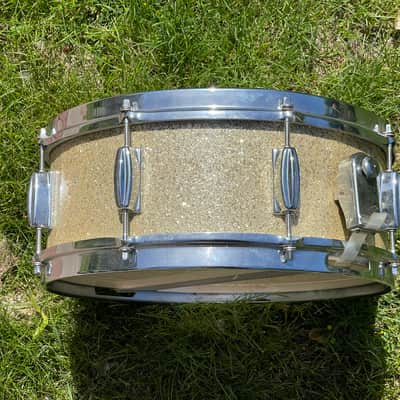 1960's MIJ 14" Gold/Silver Sparkle 5.5x14 Snare Drum Del Rey St. George image 4