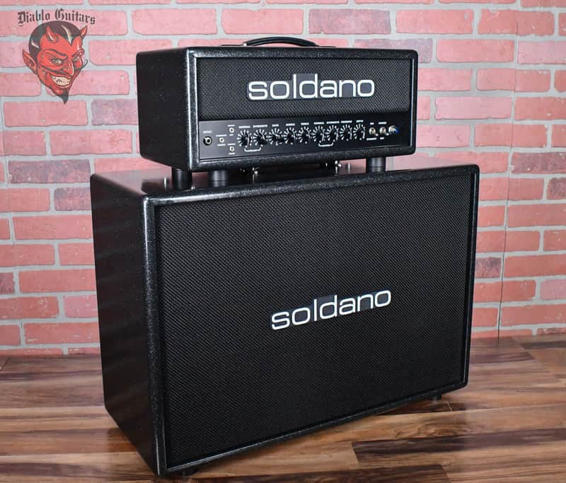 Soldano Custom Shop SLO30 30Watt All Tube Head w/ Matching 2x12 Cab Deep Space Tolex With Black Grill and Black Chicken Head Knobs image 1