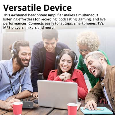 FocusProAudio Compact 4-Channel Stereo Headphone Amplifier with DC 12V Power Adapter image 12