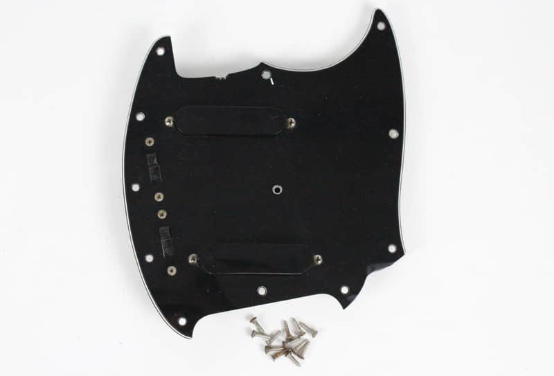 1977 Vintage Fender Mustang Loaded Pickguard Pickups Black USA w/Original Screws 1970s image 1