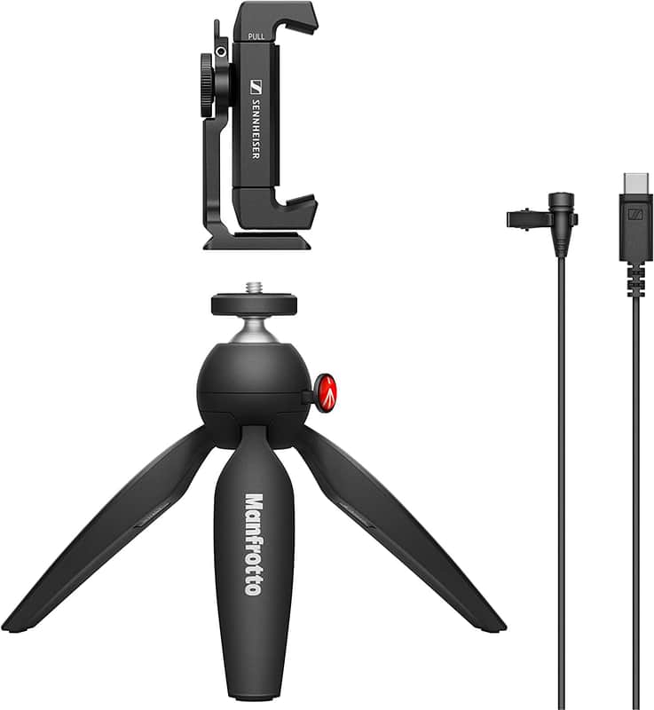 Sennheiser XS Lav USB-C Mobile Kit with Manfrotto PIXI Mini Tripod image 1