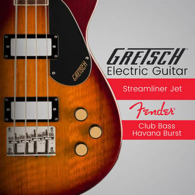 Gretsch Streamliner Jet Club Single-Cut 4-String Right-Handed Bass Guitar with Nato Body and Laurel Fingerboard (Havana Burst) image 2