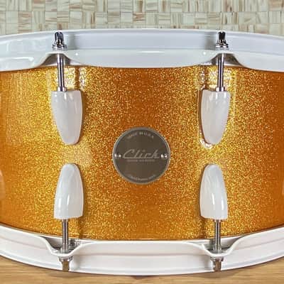 Click Icon 6.5x14 5ply 5+5 Maple Snare Drum Orange Misty Sparkle image 5