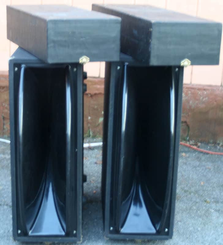 Pair of 1970-80s SUNN model SPL-8400 fiberglass horns with a pair of JBL 16ohm, model 2245J drivers. image 1