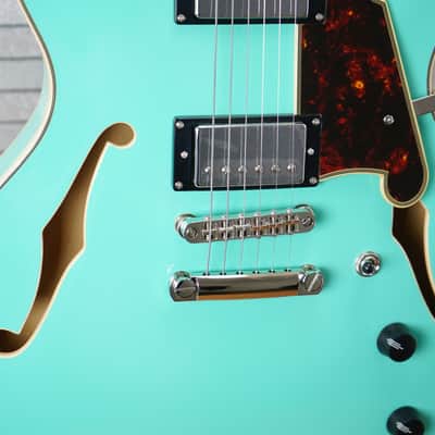 D'Angelico Premier DC Semi-Hollow Double Cutaway - Surf Green image 5