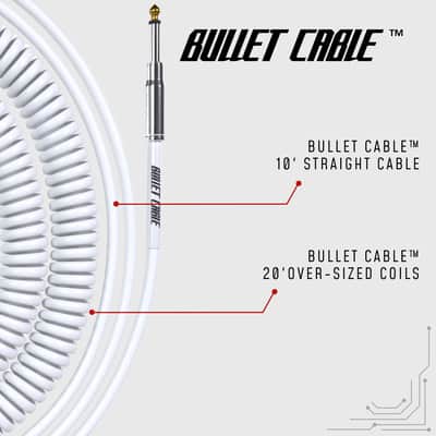 Bullet Cable 10/20 White Straight Coil Cable (30ft) image 3
