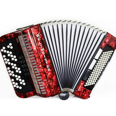 NEW Weltmeister Romance 703 5 Rows Chromatic Button Accordion, made in Germany, 96 Bass buttons, B-Gripp, Red, incl. Straps and Case, Shipping from USA image 1