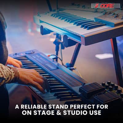 5 CORE Keyboard Stand 2 Tier Z Style Adjustable Electric Piano Riser Foldable & Sturdy Lift Holder With Secure Strap Mount For 54 88 Key Instruments W image 10