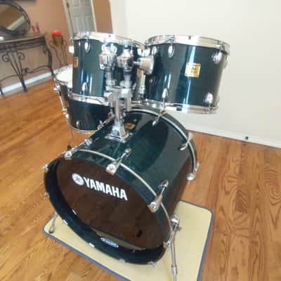 Yamaha Oak custom drums made in Japan uzikuri emerald lacquer pro heads excellent image 3