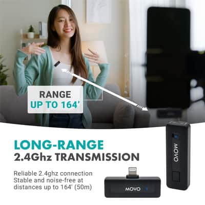 Movo Photo Wireless-Mini-DI-DUO Ultra-Compact Microphone System with 2x Omnidirectional Lavalier Mic for Apple iPhone image 6