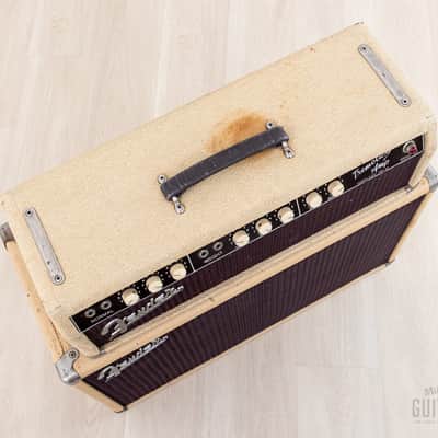 1962 Fender Tremolux Brown Panel Pre-CBS Blonde Piggyback Tube Amp 2x10 w/ Altec 425-8A image 5