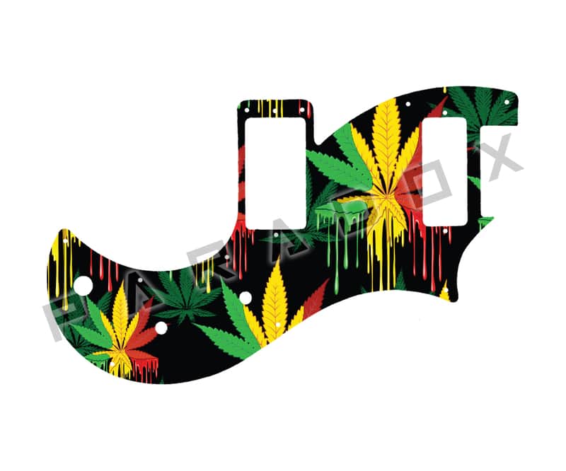 Custom Pickguard For 2020 - 2024 Made in America PRS S2 Vela Type-D Single-coil - Rasta Cannabis Drip Graphic .090" image 1