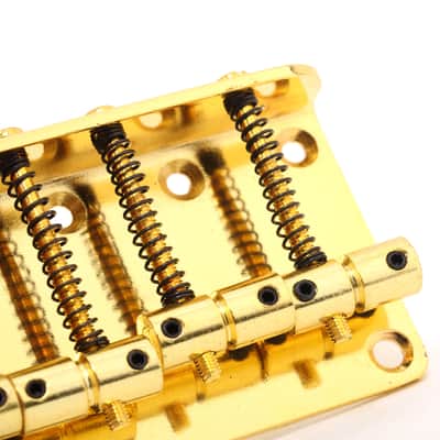 Brio 4 String Vintage Style Bass Bridge for Jazz Bass Top Load Gold image 4