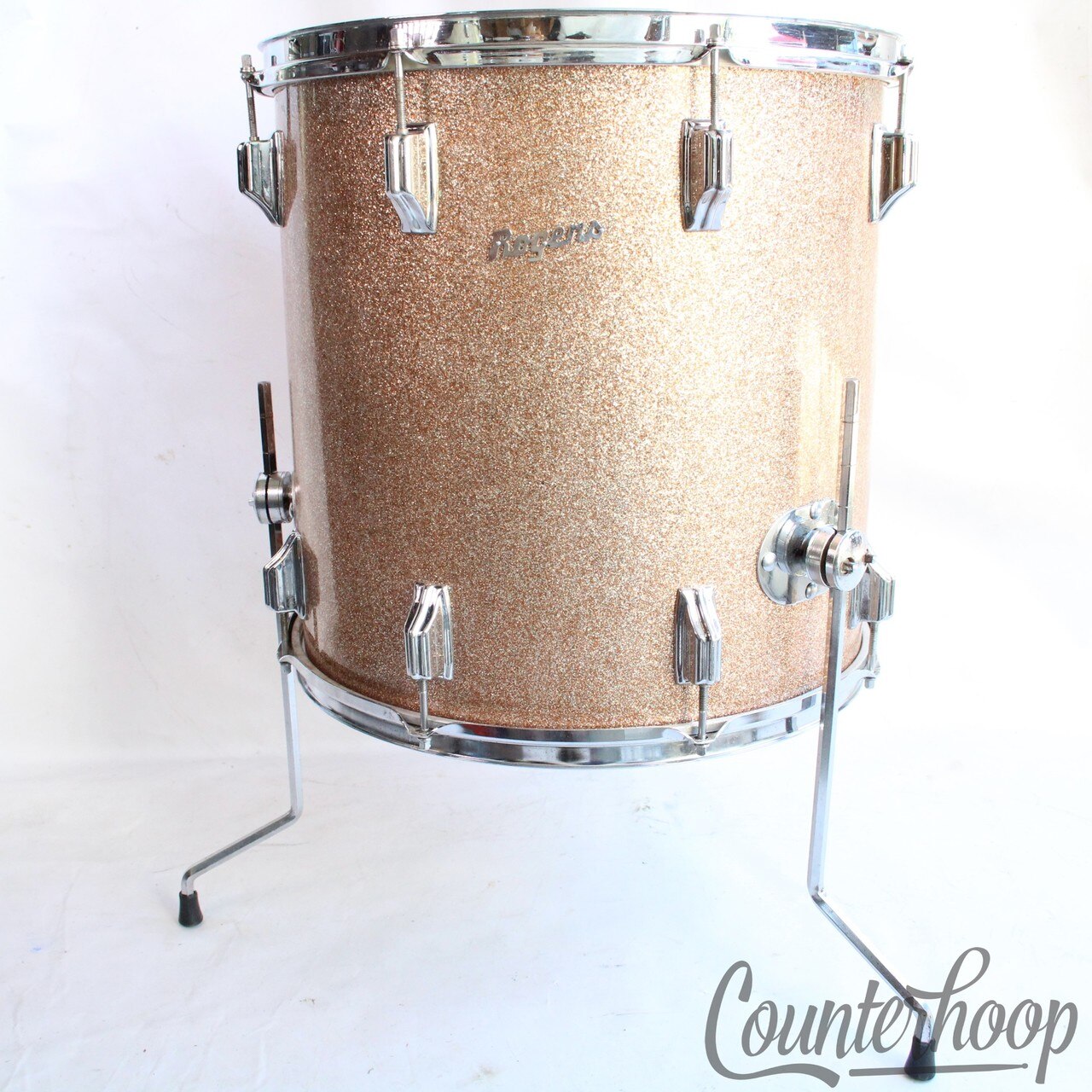 Rogers Champagne Sparkle 16x16"Floor Tom Drum Cleveland,OH Holiday Vintage 60s* — main photograph
