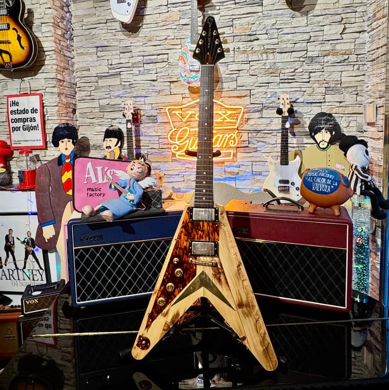 Black Volt Veronica “ Hollywood Bowl “ Alaskan Yellow Cedar Top - Sequoia - African Mahogany  ( Unique Piece in The World Lefty) image 1
