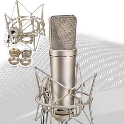 Silver Hole Dia 1.18inch Metal Cylinder Microphone Shock Mount Stand Replacement for Newman U87 Microphone image 5