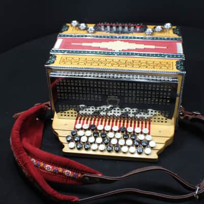 A Beautiful Melodija Four Row Button Box Accordion in it's Original Case image 2