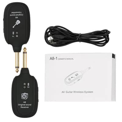 A8 Wireless UHF Rechargeable Transmitter & Receiver, Guitar, Bass, Keyboard FREE SHIPPING! LAST ONE! - Black image 2