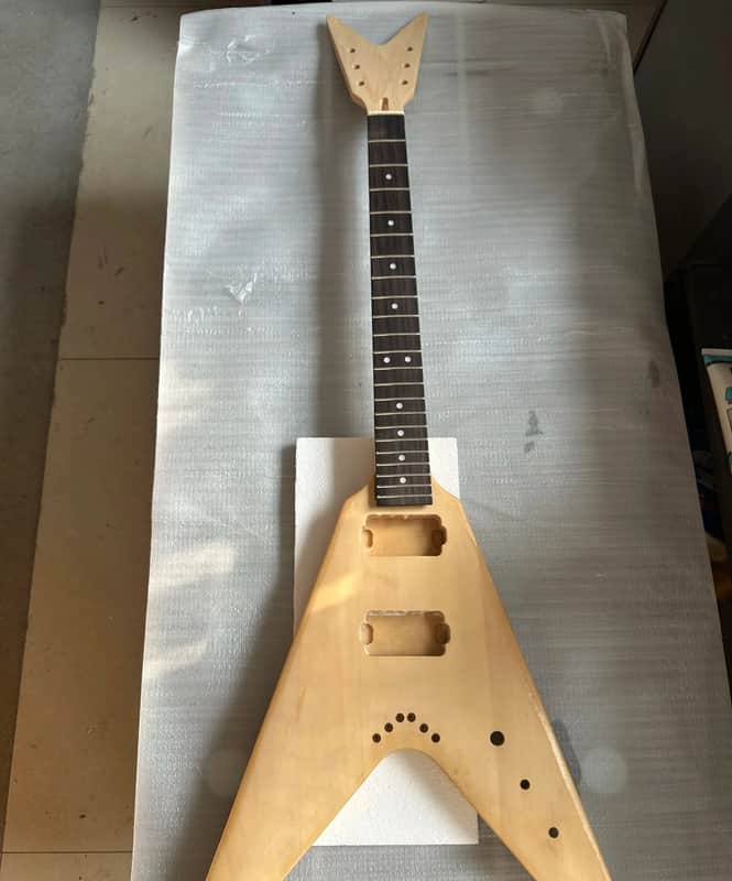 1 Set DIY Project Guitar Flying V Style Basswood Body with Maple Neck image 1