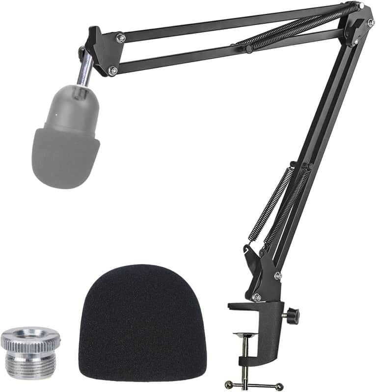 Mini Boom Arm with Pop Filter - Mic Stand with Foam Cover Windscreen Compatible with Mini Streaming Microphone image 1