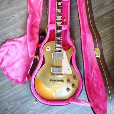 Greco 80's Gold Over Burst Screamin 82 Badge Gibson Relic Custom Shop Bumblebbe Super Real Mint Collection Era image 1