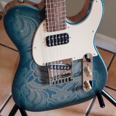 G&L Custom Shop ASAT Bluesboy 2024 - Emerald Blue Paisley image 1