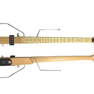 Ministar Basstar Travel Guitar Natural Finish 4 String Bass with Built-in Amp image 2