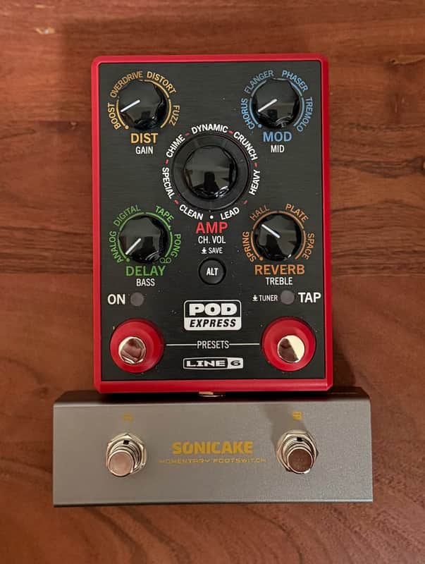 Line 6 POD Express w/Sonicake QFS-10 Momentary Footswitch