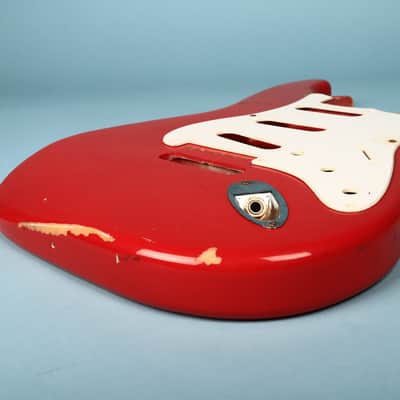 1994 Squier Stratocaster Ferrari Red Guitar Body w/ Pickguard image 4