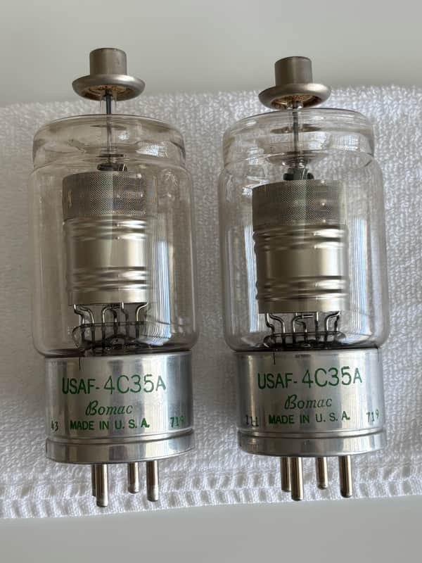 Set Of (2) Matched Bomac 4C35A Vacuum Tubes Circa-1957-Glass image 1