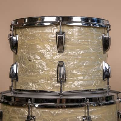 1960s Ludwig Rock Duo White Marine Pearl Drum Set image 15