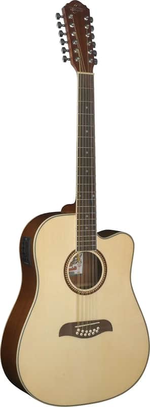 Oscar Schmidt OD312CE-A Dreadnought (12 String) Cutaway Acoustic Electric Guitar. Natural Spruce Bild 1