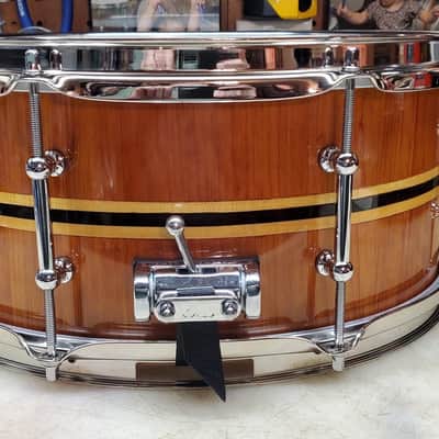 awdrums Custom Shop 6.5”x14” Finger Jointed STAVE Snare Drum 2025 - Cherry Wood with Wenge & Maple Inlays VIDEO !!! image 3