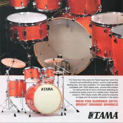 Limited Edition Tama Superstar Classic Bright Orange Sparkle 10 Piece Double Bass Drum Shell Pack image 8