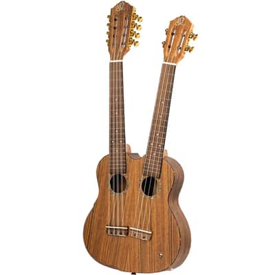 Ortega HYDRA Custom Built Series Ovangkol Top Mahogany Double-Necks 4/8-String Acoustic-Electric Tenor Ukulele w/Gig Bag image 5
