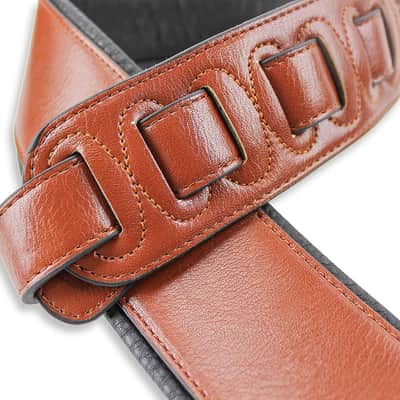 Walker and Williams G-28 Chestnut Brown Guitar Strap with Padded Glove Leather Back image 2