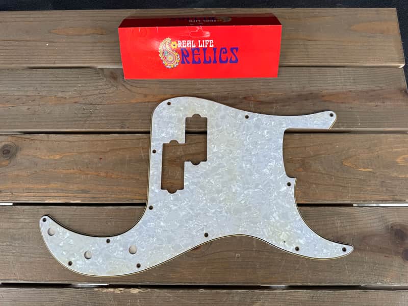 Real Life Relics Aged Precision P Bass® Pickguard White Pearl 3 Ply 13 Hole.   (PGAP1) image 1