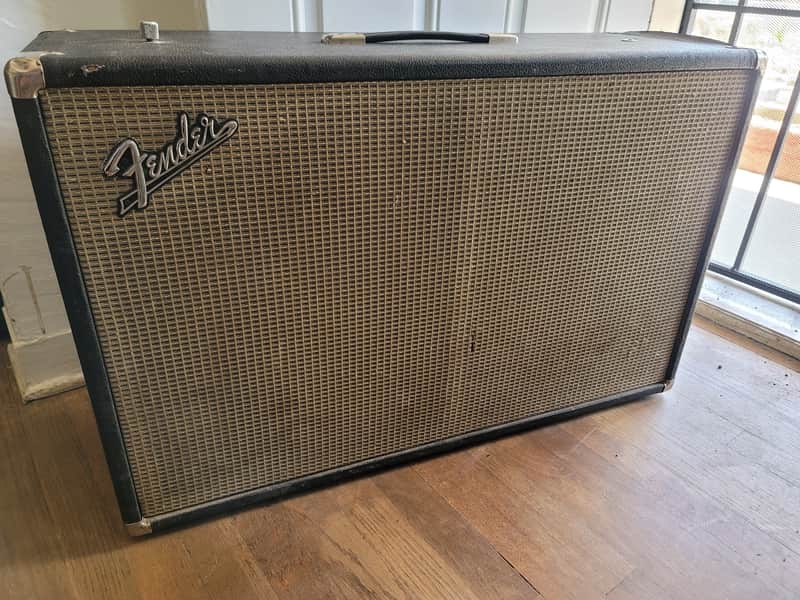 Vintage Fender Bandmaster Piggyback 2x12 Speaker Cabinet 32" w/ Original Fender Speakers & Tilt-Back Legs image 1