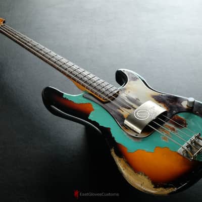 Fender Standard Pricision Bass Seafoam Green on Sunburst Heavy Relic Aged (RARE) image 9