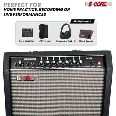 5 Core Guitar Amp 50 Watt Electric Amplifier w Built in 8" Speaker Portable Mini Amps w Aux image 4