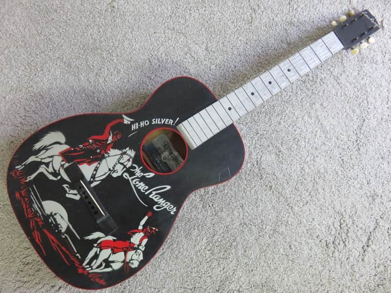 Vintage 1938-40 Supertone Lone Ranger Guitar Vibrant Graphics Rare Model Regal image 1