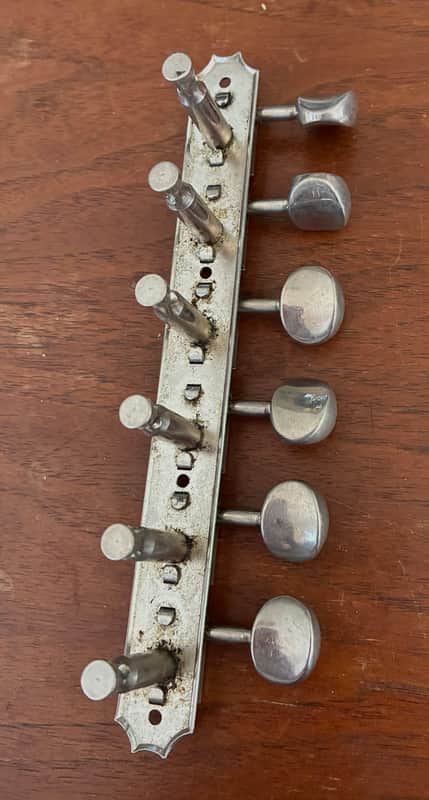 Kluson Vintage 6 in line tuners on a plate 1960s - Nickel image 1