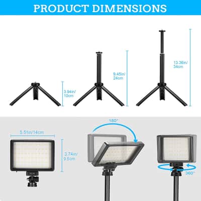 LED Video Light 2-Pack, 5600K Dimmable USB Photo Lights with Mini Tripod and Colored Filters for Photo Studios, Small Angle Shooting, Video Recording, Game Streaming image 2