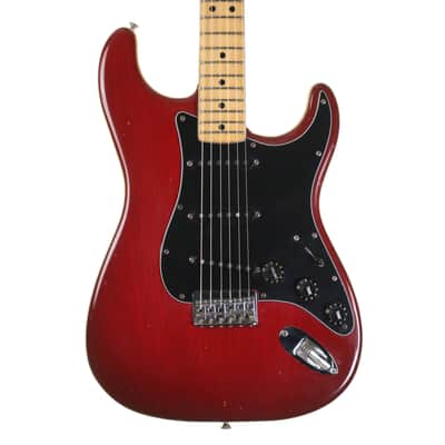 Fender 1979 Hard Tail Stratocaster Electric Guitar, Maple, Transparent Wine Red with Hard Case image 2