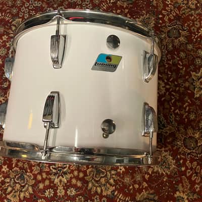 Vintage Ludwig 14x10 Rack Tom White Cortex Blue/Olive Badge USA Late 70s/Early 80s image 3