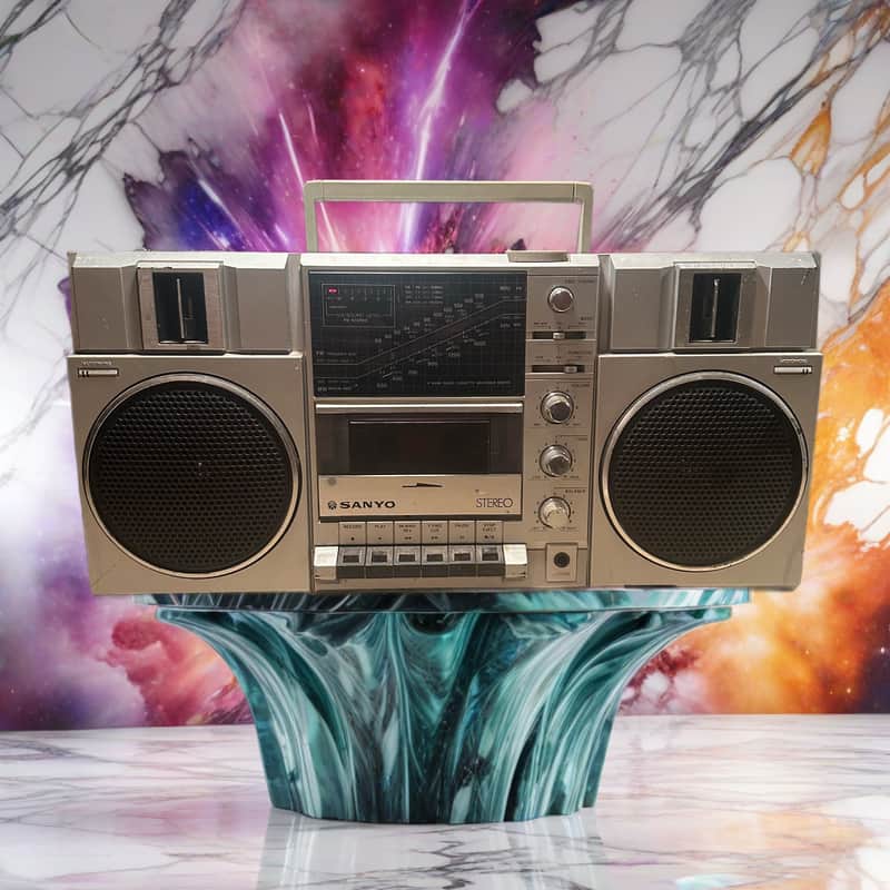 WORKS Sanyo Ghetto Blaster M-9815K Radio Cassette Player Boombox Fully Working image 1